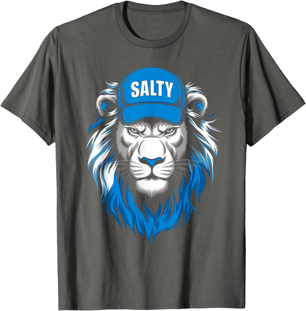 I Liked The Lions Before It Was Cool Tees Blue Lions Salty Wearing Hat Salty Cool Lions Strong Lions T-Shirt - Asphalt Grey