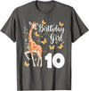 Giraffe Birthday Party by LazyPanda Giraffe 10th Birthday Girl 10 Years Old Giraffe Lover T-Shirt - Asphalt Grey