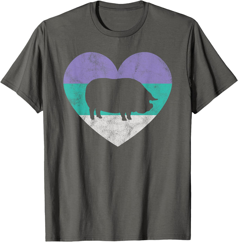 Animal Pet Shirts And Hoodies Retro Vintage Gifts Pot Belly Pig Gift Shirt For Women & Girls Retro Cute T-Shirt - Asphalt Grey