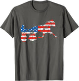 Unique Horse Racing Gifts Co. Vintage Harness Racer USA Flag Trotting Horse Harness Racer T-Shirt - Asphalt Grey