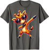 Funny Giraffe Lover Dabbing Giraffe with Sunglasses T-Shirt - Asphalt Grey