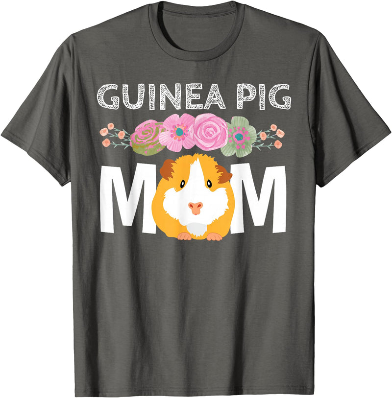Cute Cavy Mama Breeder Fancier Piggie Accessories Guinea Pig Mom Stuff Floral Cavy Lover T-Shirt - Asphalt Grey