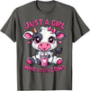 Cute Cow Lover Cow Just A Girl Who Loves Cows T-Shirt - Asphalt Grey