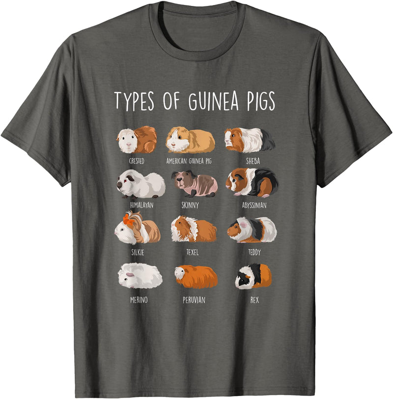 Funny Guinea Pig Sayings Design Shop Guinea Pig Types Of Guinea Pigs T-Shirt - Asphalt Grey