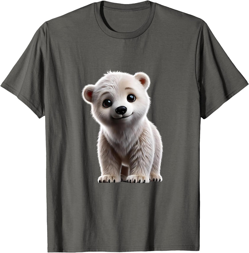 Just Sweet Designs Cute Polar Bear Cub | Polar Bear Lovers T-Shirt - Asphalt Grey