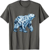Arctic Polar Bear Mountain Waterfall Nature Arctic Polar Bear Forest Waterfall Landscape T-Shirt - Asphalt Grey