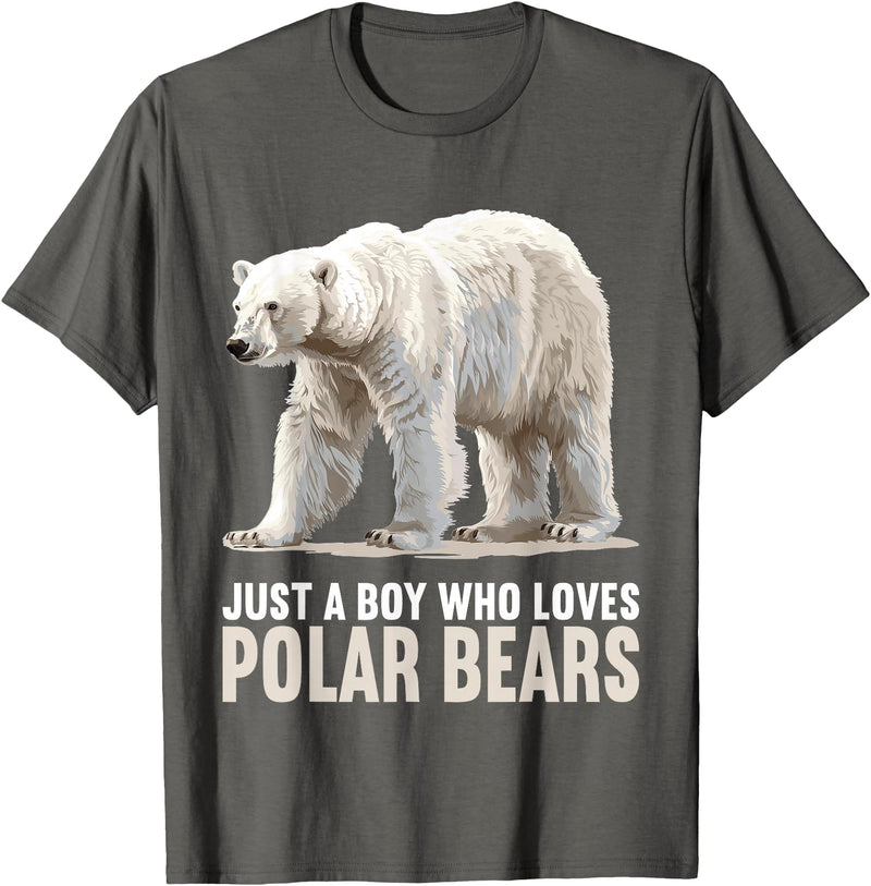 Polar Bears Polar Bear Lovers Shop Just a Boy who loves Polar Bears Polar Bear T-Shirt - Asphalt Grey