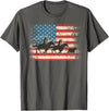 Rodeo Western Horse Team Roping Rodeo Horse Cowboy American USA Flag T-Shirt - Asphalt Grey