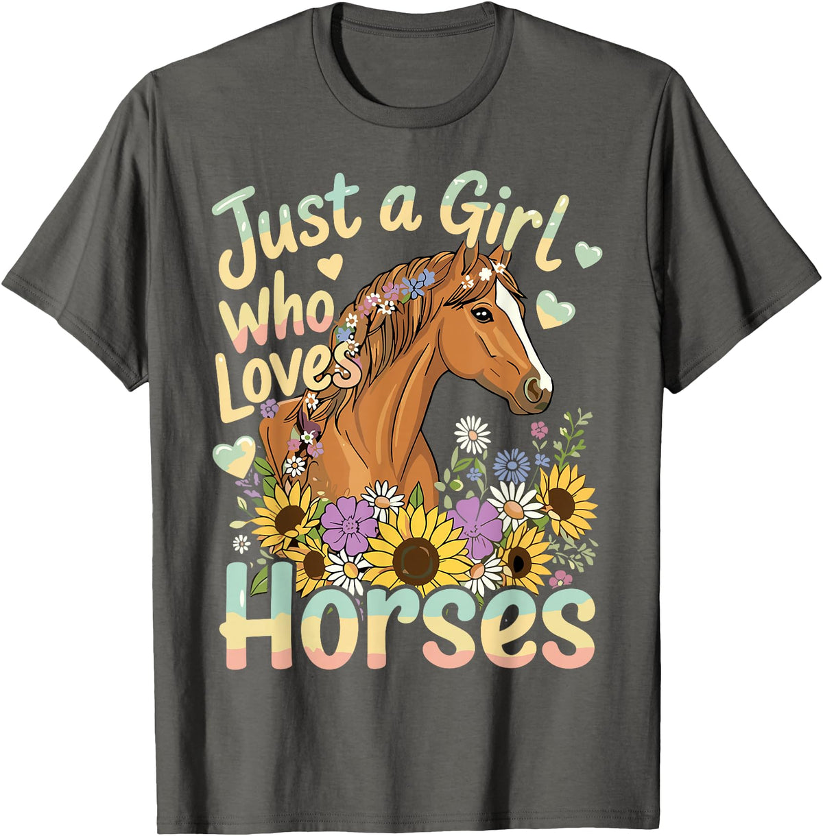 Funny Horse Lover Just A Girl Who Loves Horses T-Shirt - Asphalt Grey
