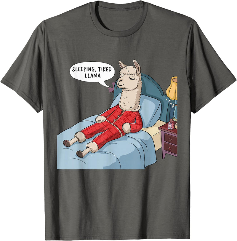 Alpaca shirt Family Llama Pjs Clothes Alpaca Llama with Red Buffalo Plaid Pajamas Girl Boy Llama T-Shirt - Asphalt Grey