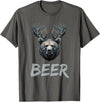 Bear With Antlers Drinker Party Deer Beer Beer Bear Deer Grizzly Bear With Antlers Beer T-Shirt - Asphalt Grey