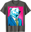 Pop Art Graphic Designs Co. Pop Art Polar Bear in Business Suit T-Shirt - Asphalt Grey