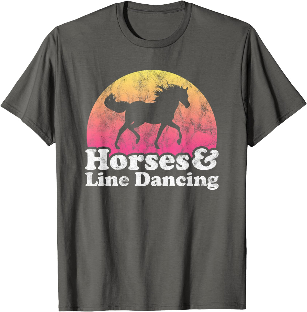 Horses and Line Dancing Apparel Co Horse and Line Dancing Women or Girls Horses T-Shirt - Asphalt Grey
