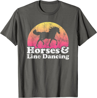 Horses and Line Dancing Apparel Co Horse and Line Dancing Women or Girls Horses T-Shirt - Asphalt Grey