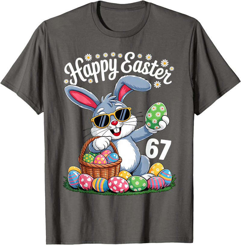 Dabbing Rabbit Bunny Eggs Dab Six Seven 6 7 Meme T-Shirt in Asphalt Grey