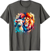 Christian Clothing Lion And Lamb Christian Art Lion And Lamb Geometric Christian Clothing T-Shirt - Asphalt Grey