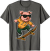 Pig Skateboarding Skater Men Boys Kids Skateboard Pig Riding Skateboard Skater Pig Graphic T-Shirt - Asphalt Grey