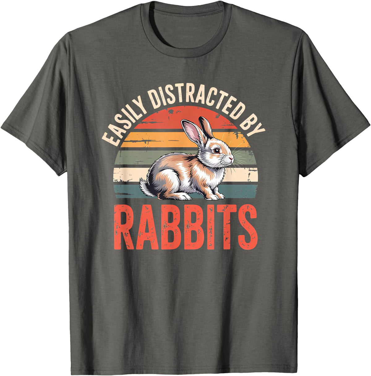 Cute Rabbit Lover Bunny Graphic T-Shirt in Asphalt Grey