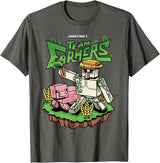 Minecraft Team Farmers Iron Golem & Pig Grow Wheat & Carrot T-Shirt - Asphalt Grey