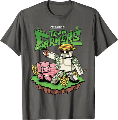 Team Farmers Iron Golem & Pig Grow Wheat & Carrot T-Shirt