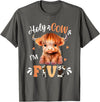 Highland Cow Print 5 Year Old Birthday Gift Holy Cow Im Five Scottish Highland Cow Print 5th Birthday T-Shirt - Asphalt Grey