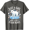 Polar Bear Love Designs Clothing & Co. Just A Girl Who Loves Polar Bears Cute Bear Lover Animal T-Shirt - Asphalt Grey