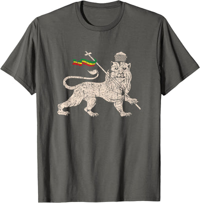 Vintage Rastafari Lion of Judah Rasta Ethiopia Flag T-Shirt