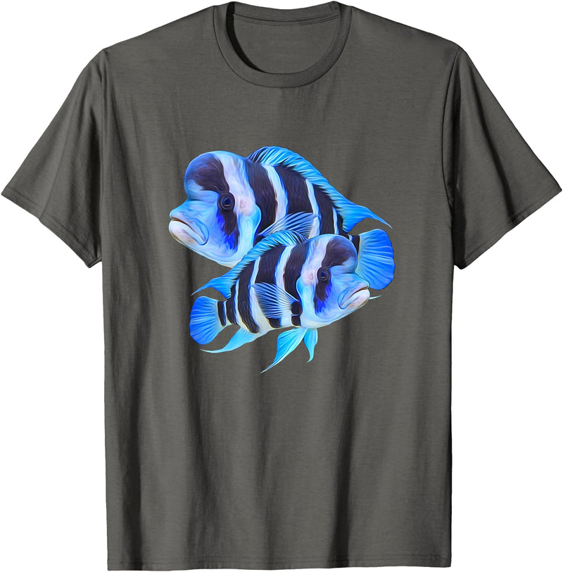 World Support Tees Frontosa Cichlid Fish Aquarium Owners Monster Fish Gift T-Shirt - Asphalt Grey