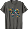 Animal Hog Floral Silhouette Pig Lover Floral Piglet Silhouette Womens Girls Graphic Pig T-Shirt - Asphalt Grey