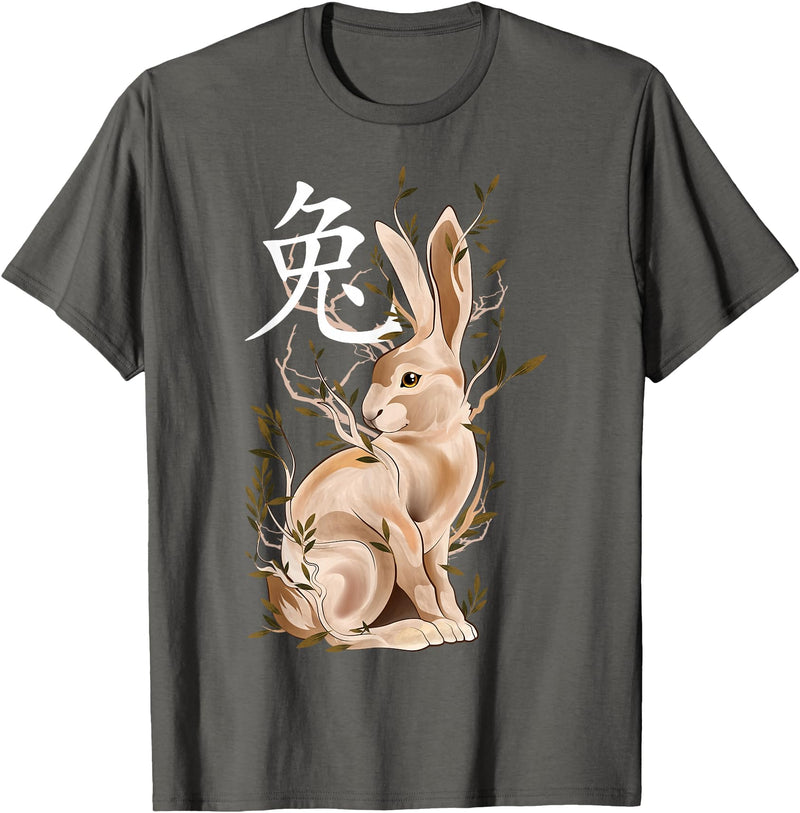 Chinese Zodiac Year of the Rabbit Lunar New Year T-Shirt in Asphalt Grey