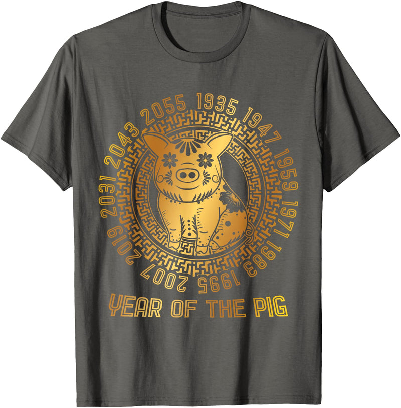 Chinese Zodiac Lunar New Year Astrology Horoscope Chinese New Year Of The Pig Chinese Zodiac Year 2031 T-Shirt - Asphalt Grey