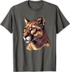Mountain Lion Cougar Panther Catamount Designs Mountain Lion Caricature T-Shirt - Asphalt Grey