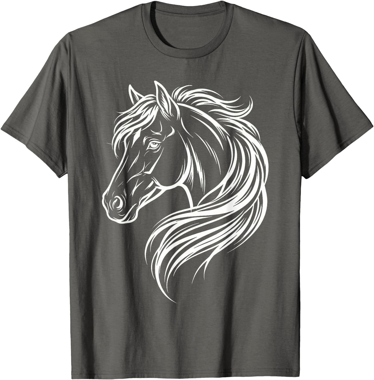 Horse Silhouette Farm Animal Graphic Horses Cute Horse Silhouette Art Equestrian Farm Animal Horse Lover T-Shirt - Asphalt Grey