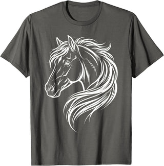 Horse Silhouette Farm Animal Graphic Horses Cute Horse Silhouette Art Equestrian Farm Animal Horse Lover T-Shirt - Asphalt Grey