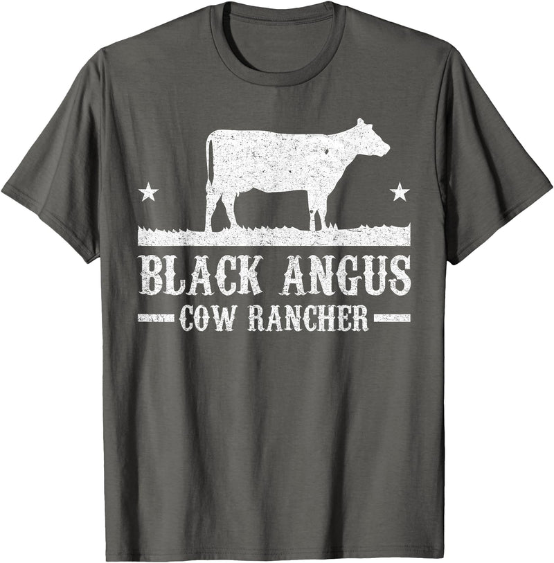 Black Angus Farmer Apparel Black Angus Cow Cattle Rancher Farmer T-Shirt - Asphalt Grey