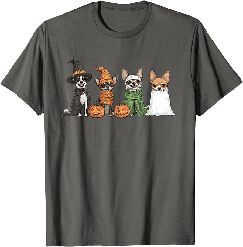 Cute Fall Chihuahua Dog Owner Halloween T-Shirt - Asphalt Grey