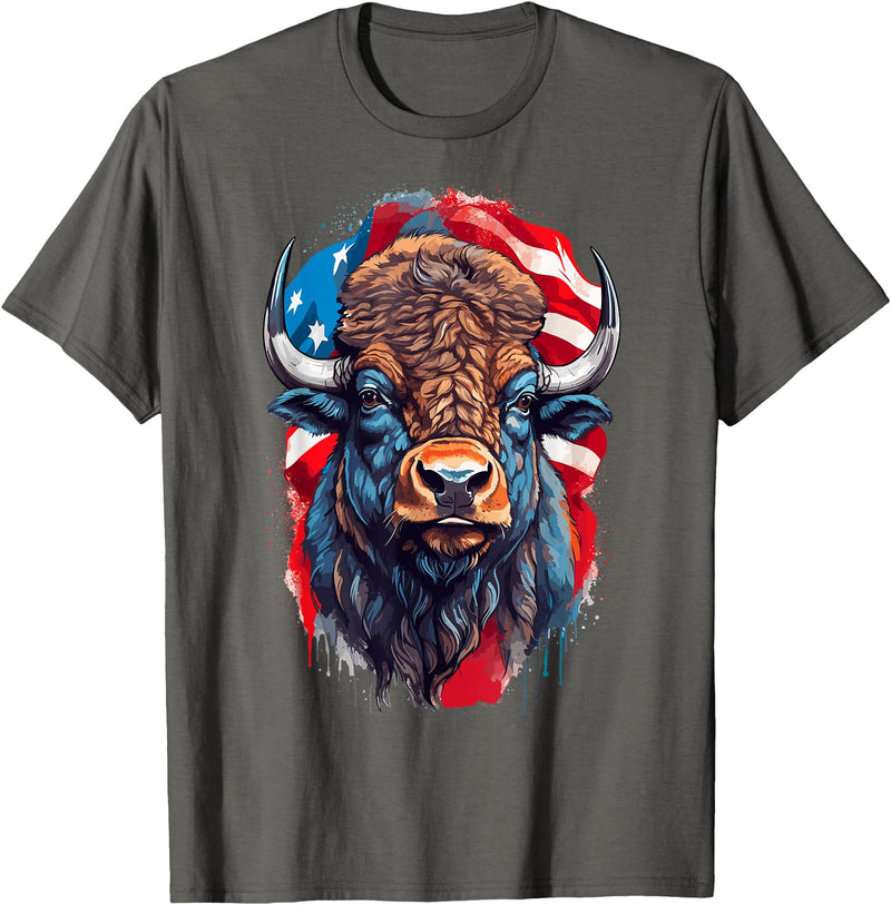 American patriotic buffalo, american bison US flag American patriotic buffalo, american bison, bison US flag T-Shirt -