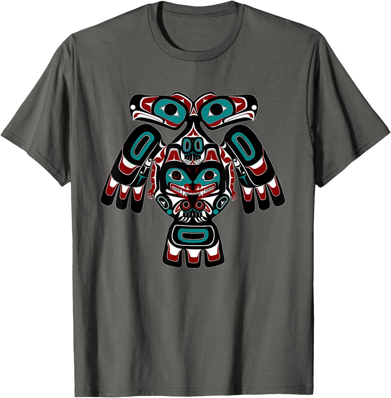 Tribal America Alaska Native American Indian Tlingit Eagle Bear Clan Spirit T-Shirt - Asphalt Grey