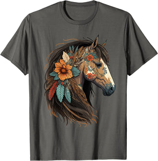 Just a girl who loves horses Co. Equestrian Horse Lover Western Cowgirl Horseback Riding T-Shirt - Asphalt Grey