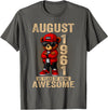 Born in 1961 August 65th Birthday Gifts For Women August 65th Birthday Men Women 1961 Awesome Teddy Bear T-Shirt - Asphalt Grey