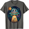Cow Astronaut Alien Abduction Space Apparel FUUNY Cow Astronaut UFO Abducting Alien Space Farm T-Shirt - Asphalt Grey
