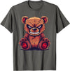 Cartoon Teddy Art I Grumpy Teddy Evil Teddy Bear T-Shirt - Asphalt Grey