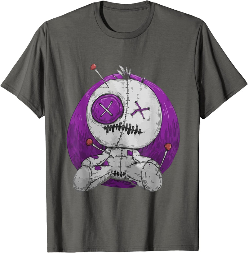 E-Girl Aesthetic Clothes Soft Grunge Clothing Scary Funny Graphic Voodoo Doll Teddy-Bear Halloween Gothic T-Shirt - Asphalt Grey