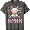 Pink Birthday Girl Party Cow Lover Mama Cute Cow Pink Farm Moo Moo Birthday Girl Matching T-Shirt - Asphalt Grey