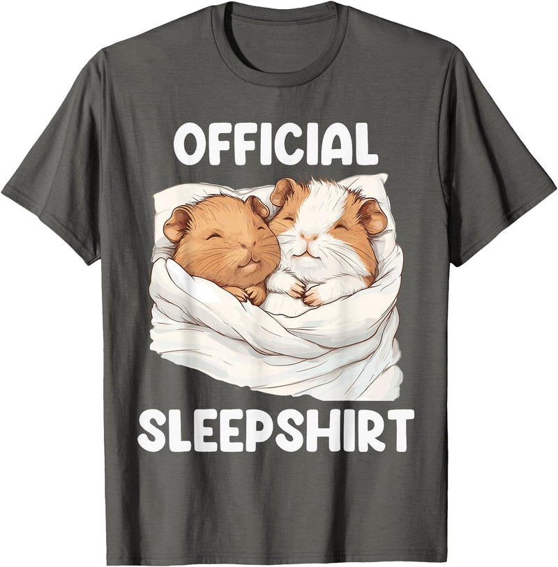 Cute Sleeping Guinea Pigs Pajama Official Sleepshirt Sleeping Guinea Pig Animal Lovers Pajama T-Shirt - Asphalt Grey