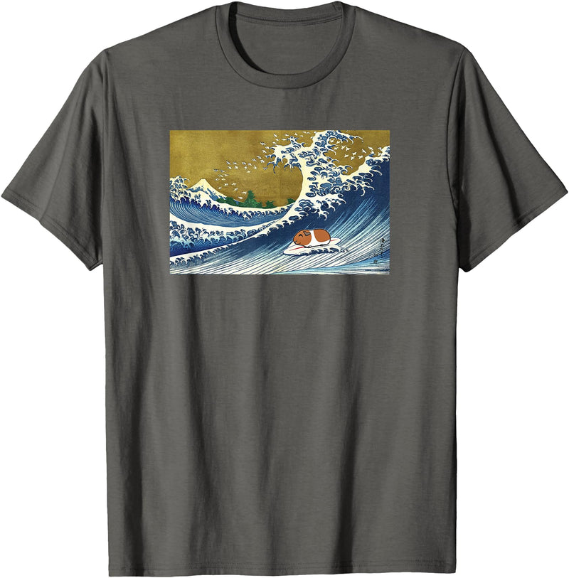 Kids Animal Wheek Cavy Mom Gift T Shirts & Hoodies Funny Retro Vintage Surfing A Great Wave Guinea Pig Lover T-Shirt - Asphalt Grey