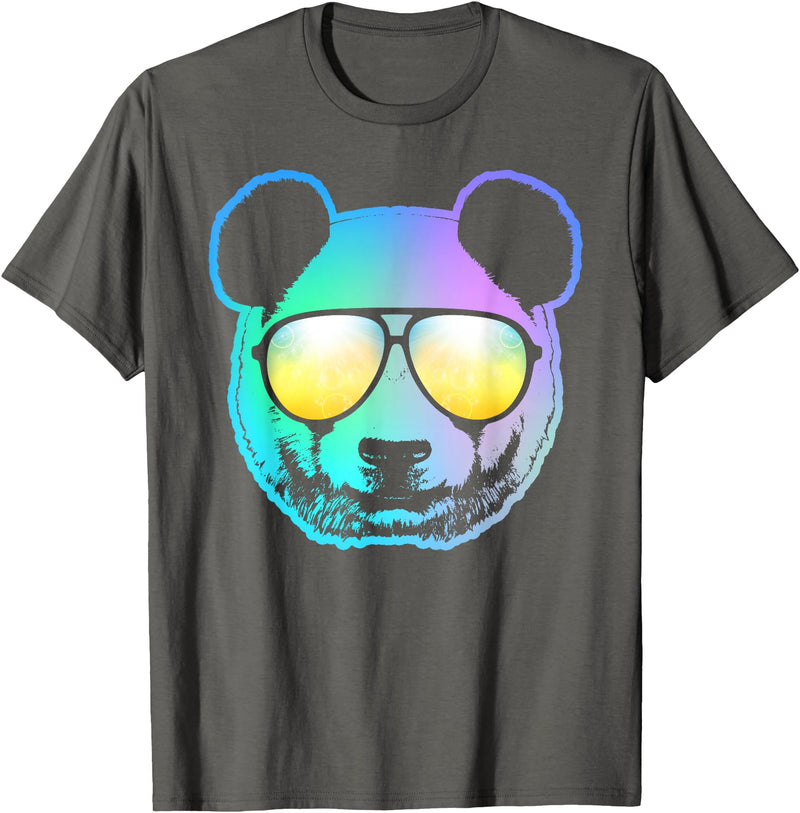 Panda Shirts Panda Neon Bear Face T-Shirt T-Shirt - Asphalt Grey