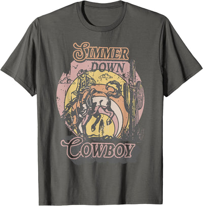 Down Cowboy Vintage Punchy Cowboy Killers Simmer Summer T-Shirt