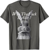 Retro Who the F_ck Is Alice Funny Rabbit T-Shirt in Asphalt Grey
