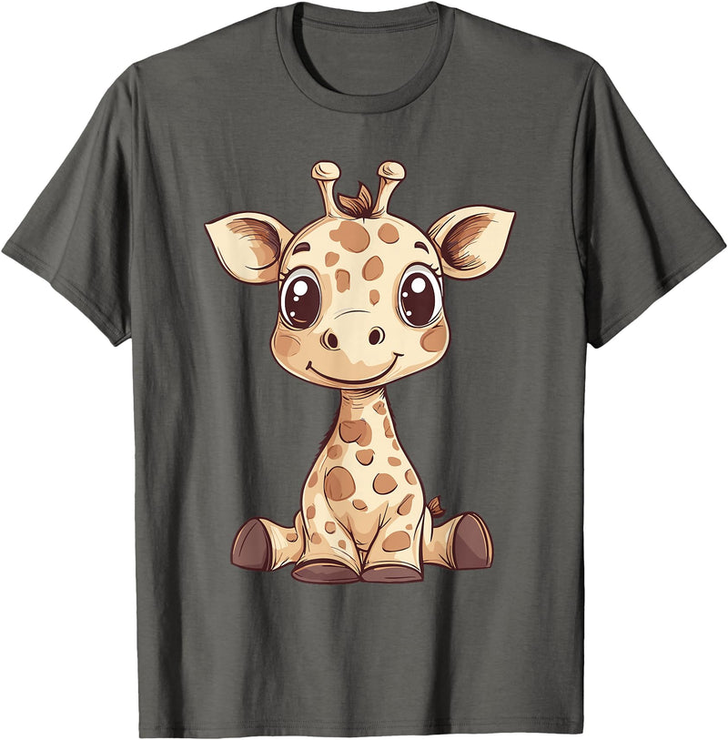 Cute Giraffe for Kids Design Kids Giraffe T-Shirt - Asphalt Grey